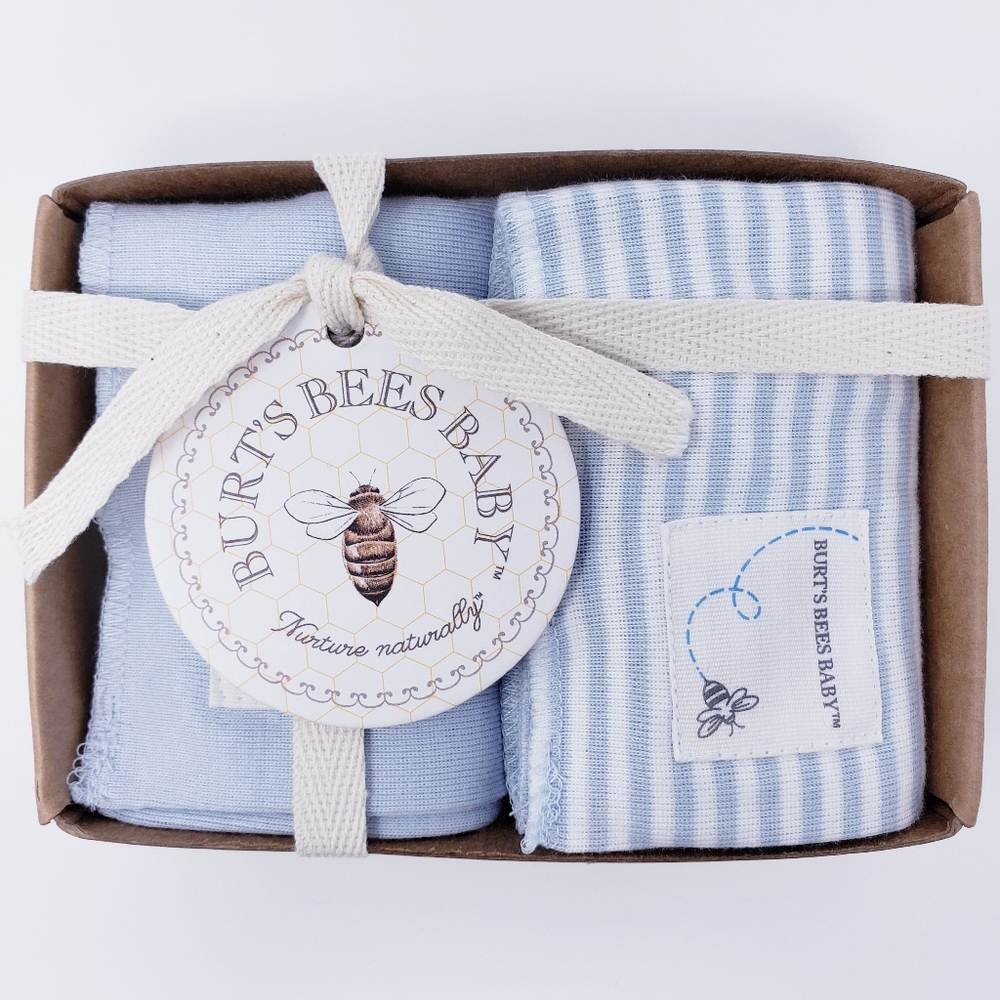 BURT'S BEES Burp Cloths 2-Pack Organic Cotton Blue